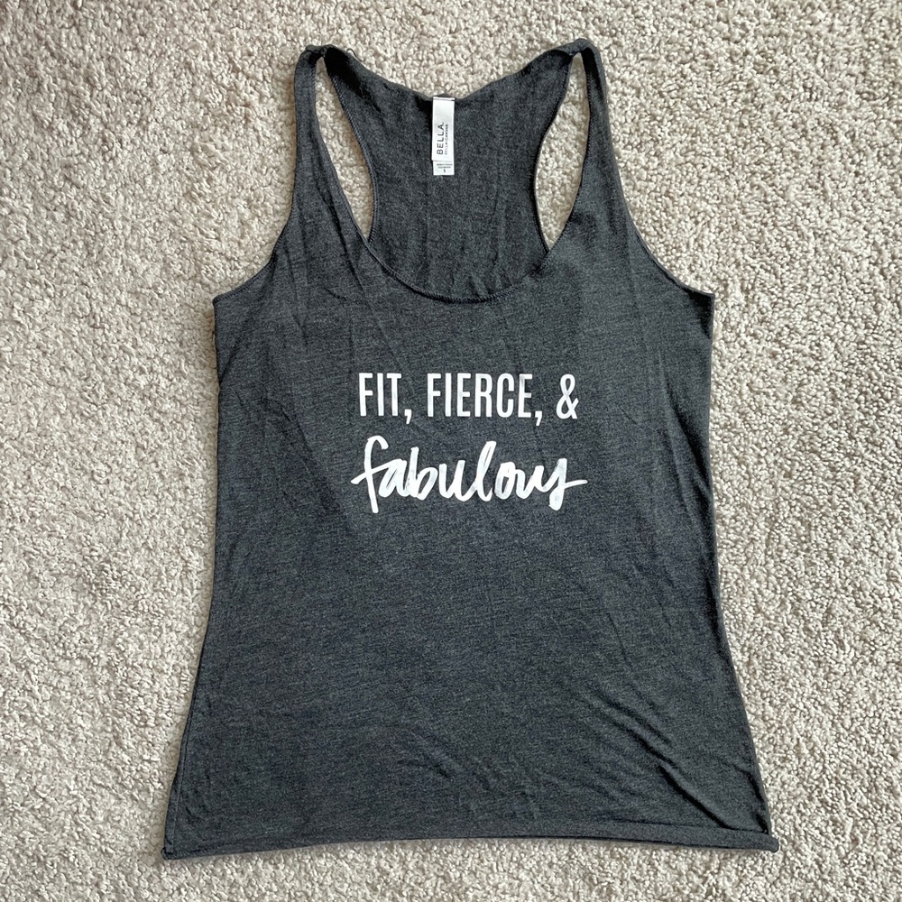 Tone It Up Gray Fit Fierce & Fabulous TIU Sleeveless Racerback Tank Small (XS-S)